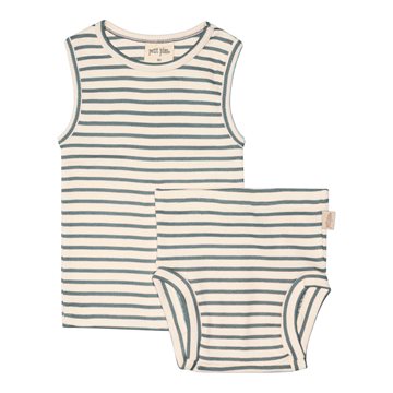 Petit Piao - Underwear Set Modal Striped -Light Petrol/Offwhite